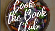 the words cook the book in front of a bowl of salad