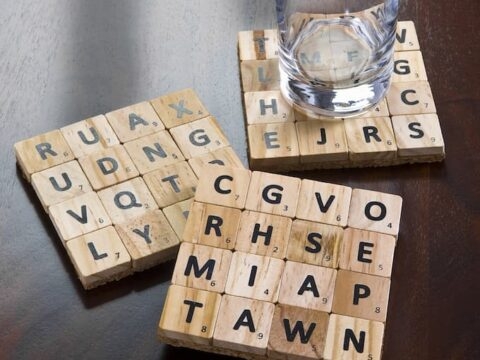 scrabble tile coasters