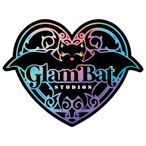 colorful heart with the words GlamBat Studios 